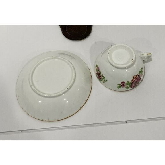 Gaudy Dutch Tea Cup & Saucer Set handpainted roses - Picture 5 of 9